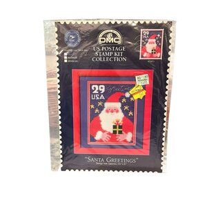 Santa Greetings DMC Counted Cross Stitch Kit US Postage Stamp Collection SC2873